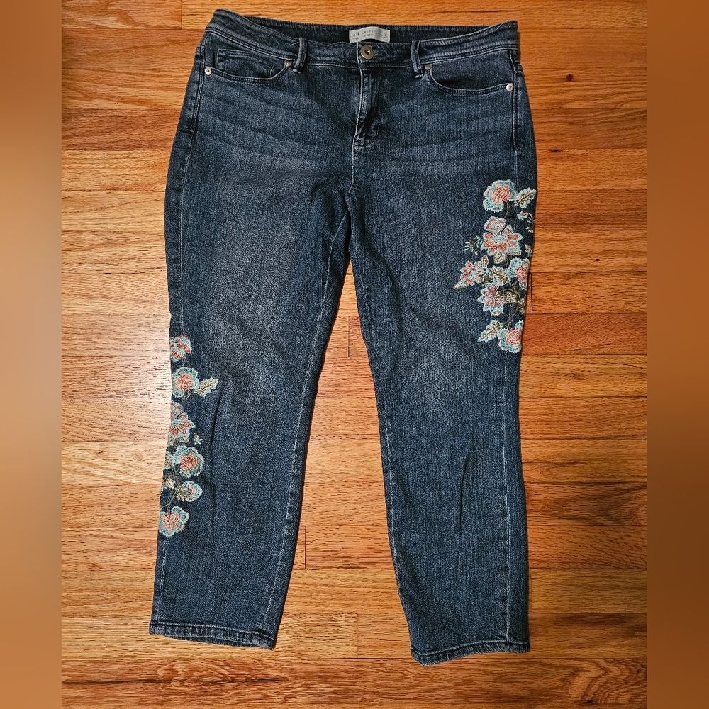 J.Jill embroidered crop jeans size 10